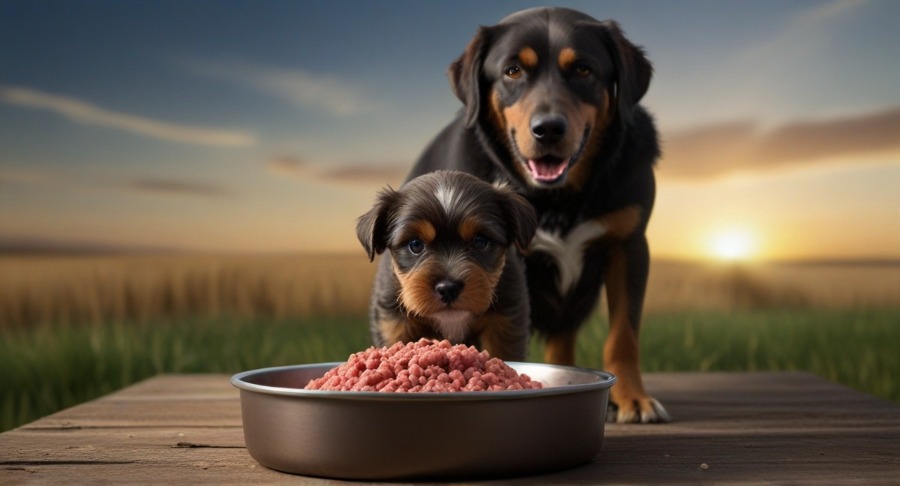 Grain-free raw meat dog food